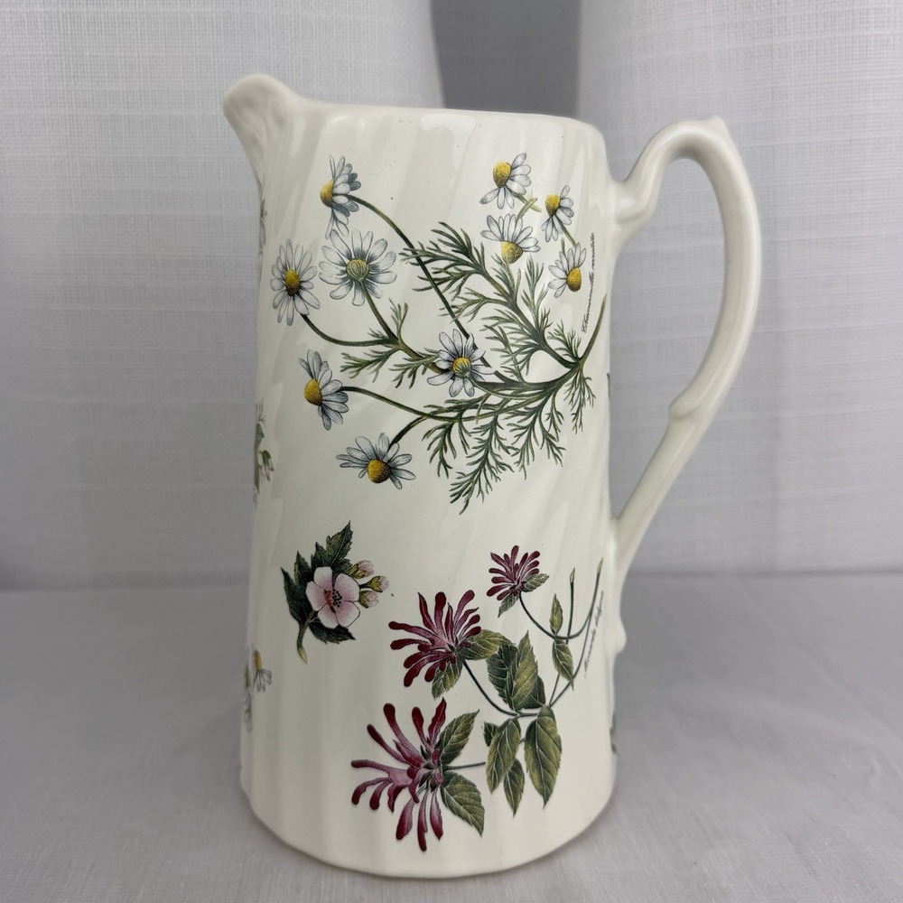CALEDONIA by Staffordshire Pottery Floral Pitcher 8" Tall ENGLAND Cottagecore